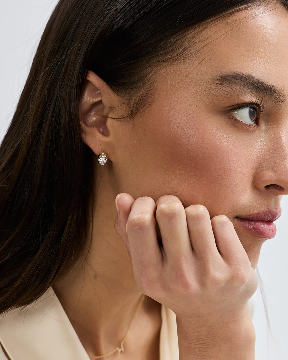 Cleo Oval Diamond Huggies - Image 6